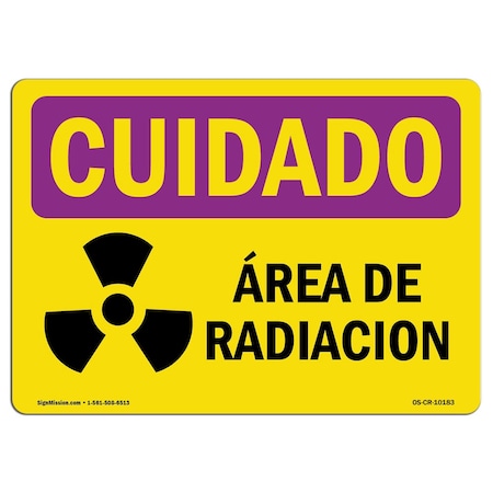 OSHA CAUTION RADIATION Sign, Radiation Area Spanish, 5in X 3.5in Decal